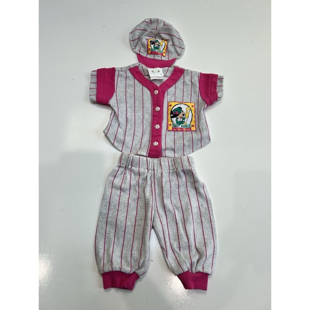 Vintage Disney Babies 3-6  Baby Rookie‎ Minnie Mouse Baseball ⚾️ With Hat Outfit